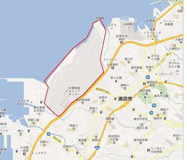 キャンプキンザーの場所、土地
返還予定地